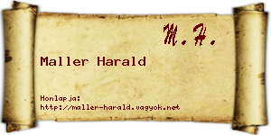 Maller Harald névjegykártya